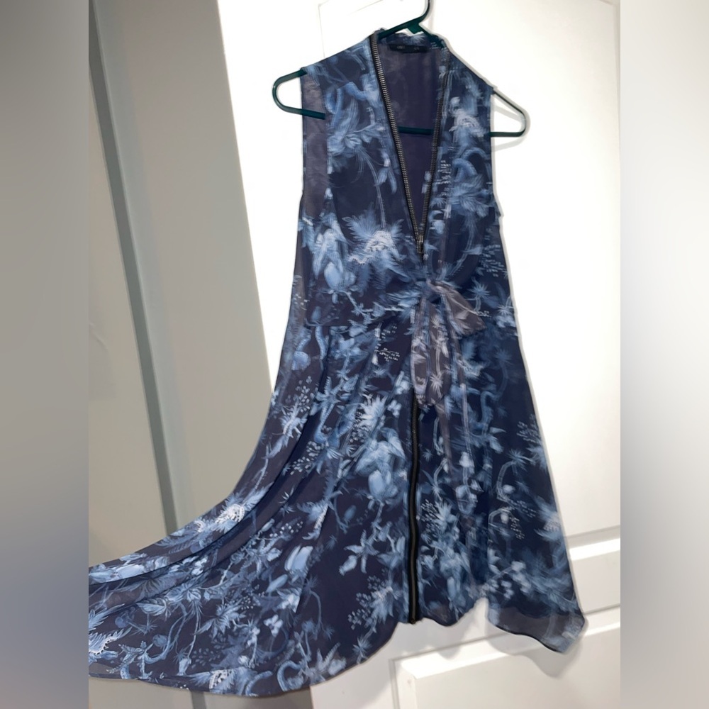 New! All Saints Jayda Evolution Blue Floral Dress 💙 🦋 XS - Picture 12 of 16